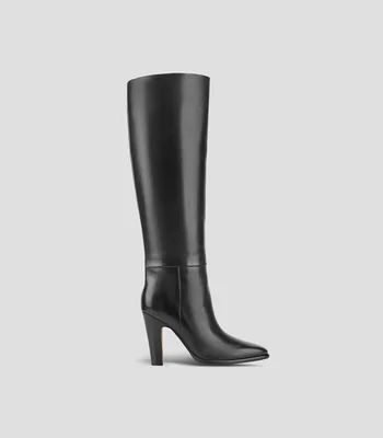 Botas casuales largas en piel con tacón alto delgado Mujer