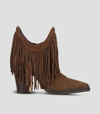 Botines casual cafés en piel de tacón alto de cuadrado Mujer