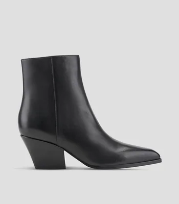 Botines casuales en piel con tacón bajo cuadrado Mujer