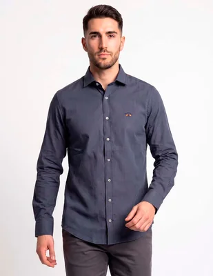 Camisa casual de algodón manga larga para hombre