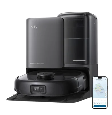 Aspiradora Robot eufy E25 Sistema HydroJet con Mopa Rodillo Succión Turbo de 20000 Pa Combo Todo en Uno de Aspiradora y Mopa Limpieza de Bordes a