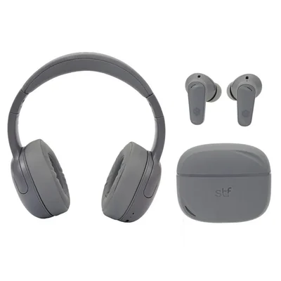 Paquete de Audífonos Inalámbricos STF On Ear y Icon Twins Gris