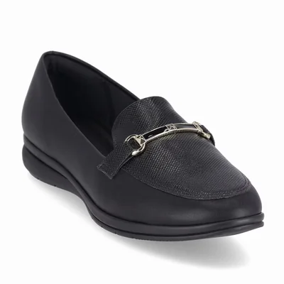 Zapato con Aplicación Herraje Piccadilly Negro Textura para Mujer
