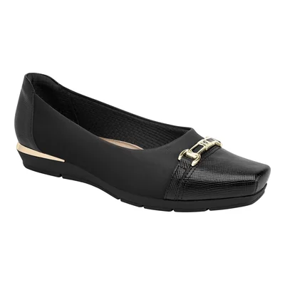 Zapato con Aplicación Herraje Piccadilly Negro con Puntera Texturizada para Mujer