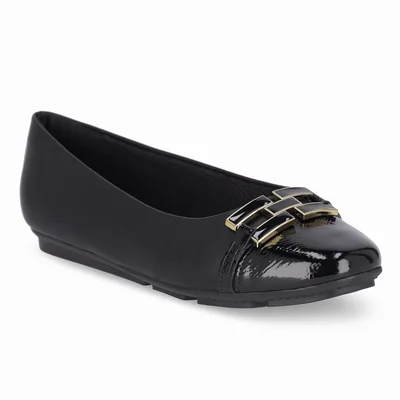 Balerina con Aplicación Herraje Piccadilly Negro Puntera Charol para Mujer