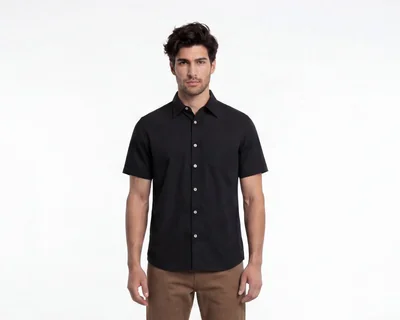 Camisa Casual de Algodón Lucky Star Regular Lisa para Hombre