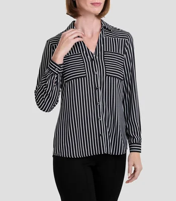 Blusa a rayas manga larga Mujer