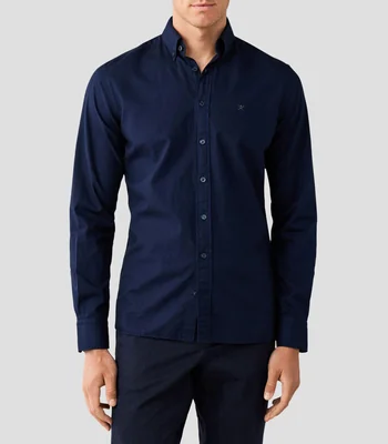 Camisa Oxford lisa manga larga Hombre