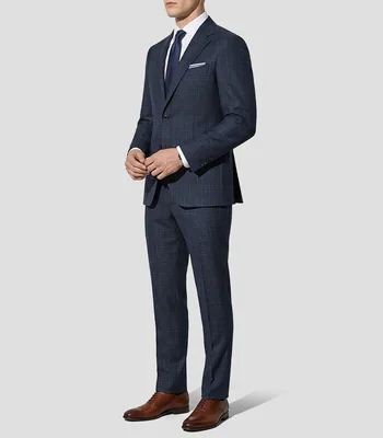 Traje de lana corte regular a cuadros Hombre