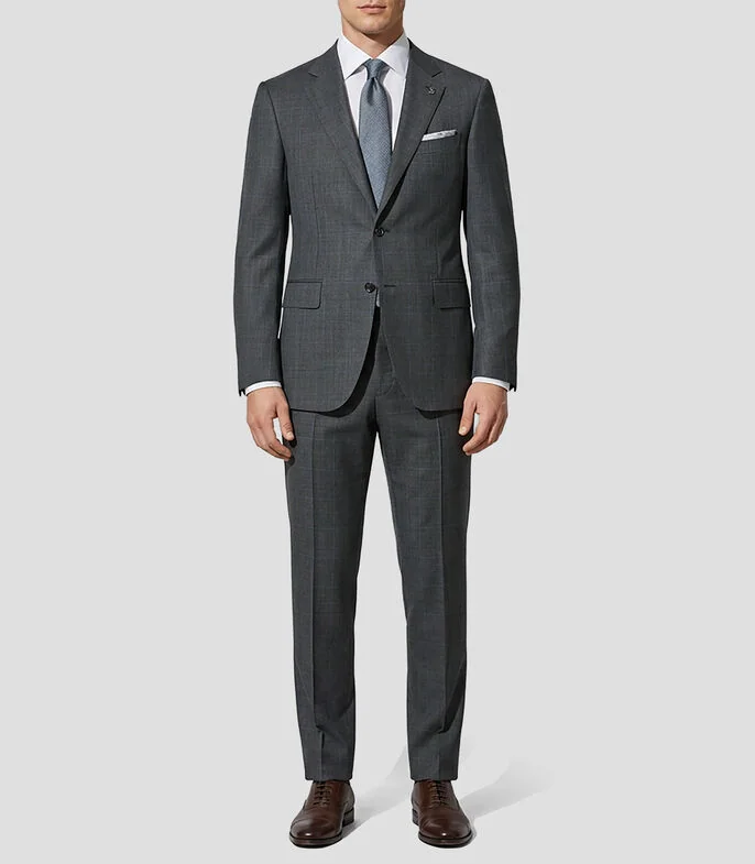 Traje de lana corte regular a cuadros Hombre