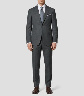 Traje de lana corte regular a cuadros Hombre
