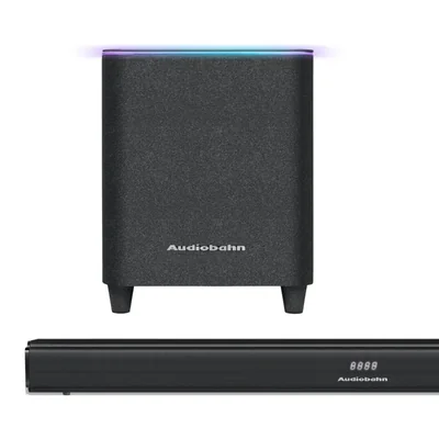 Barra de Sonido 2.1 Audiobahn 600W Subwoofer 8 Pulgadas RGB - ASBAR1100PACK