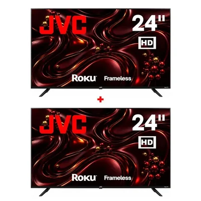 JVC Pack 2 Smart TV 24 Pulgadas HD LED  Roku TV  Dolby Audio WiFi HDMI USB Netflix YouTube Prime Video SI24R