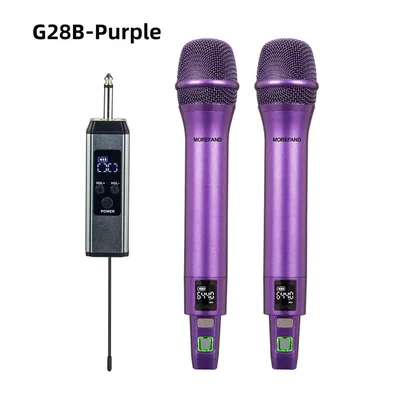 Set 2 microfonos dinamico inalambricos recargables g28b morado