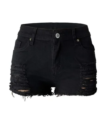 Shorts Aodrusa de denim desgastado cintura media negro tallas US 2‑4