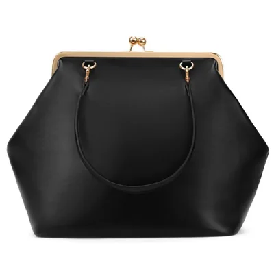 Bolso Tote CATSEA 45x33x20 cm PU con cierre Kiss Lock negro