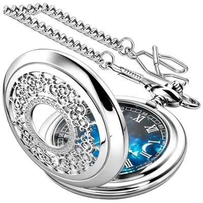 Reloj de bolsillo Tiong azul estrellado con números romanos 45 mm