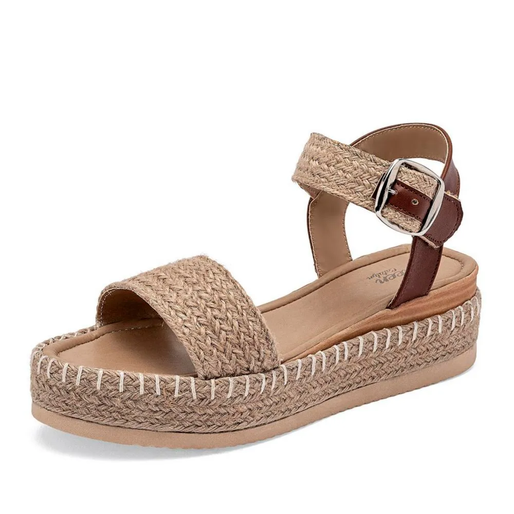 Queen sandalia tipo alpargata para mujer beige café cod 140931-E