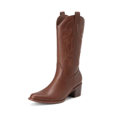 Botas DREAM PAIRS vaqueras de caña media marrón 24 cm
