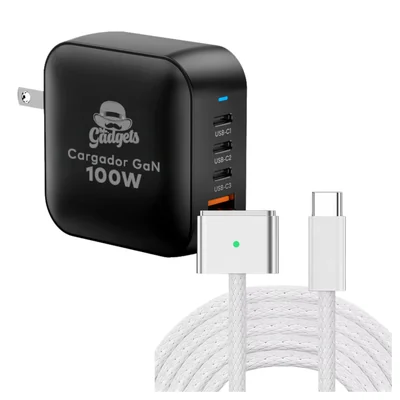 Cargador 100w Compatible Con Magsafe 3 (2m) Magnético Trenzad + Power Cube 100w Cargador Carga Ultra Rápida Gan,4