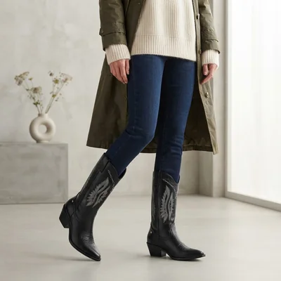 BOTA VAQUERA 6 CM Moramora NEGRO LEIA MUJER