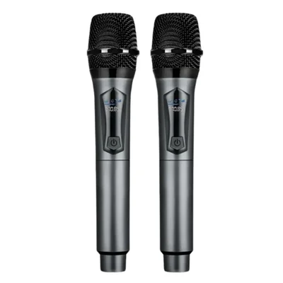 2 Micrófonos Inalámbrico De Karaoke Con Receptor Color Negro