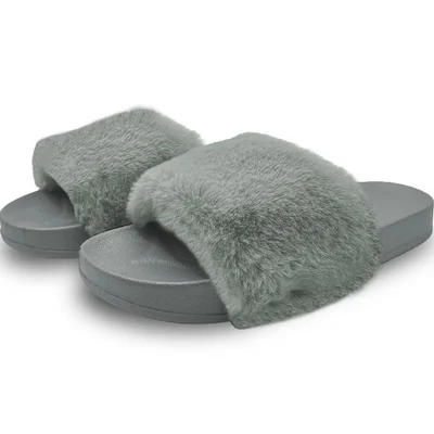Pantuflas Antideslizantes Shendy Vendy de Peluche Grises para Mujer