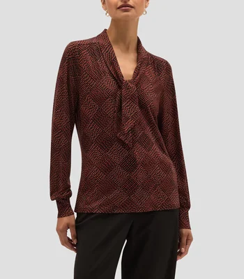 Blusa a cuadros manga larga Mujer
