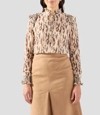 Blusa estampada manga larga Mujer