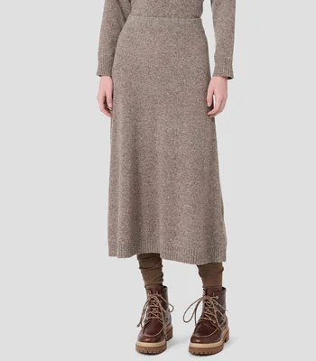 Falda midi de corte evasé jaspeada Mujer