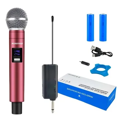 Microfono dinamico inalambrico recargable x108 b1 rojo
