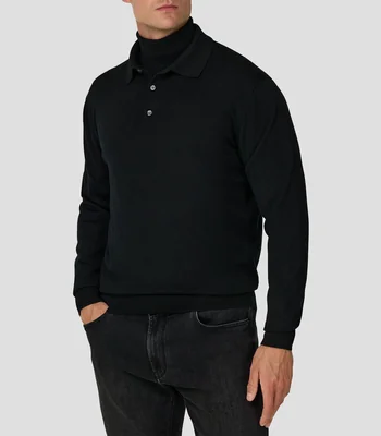 Suéter cuello camisero liso Hombre