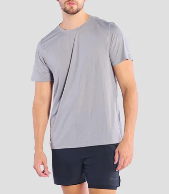 Playera para entrenamiento cuello redondo manga corta jaspeada Hombre