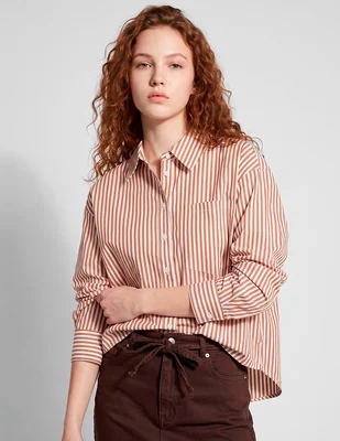 Camisa de algodón manga larga para mujer