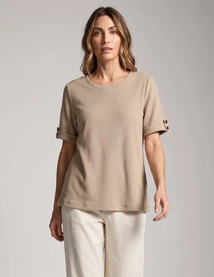 Playera manga corta cuello redondo para mujer