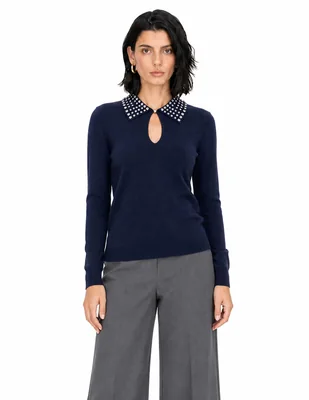 Suéter cuello camisero para mujer