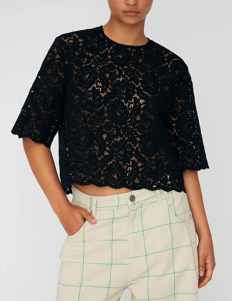 Blusa manga al codo para mujer
