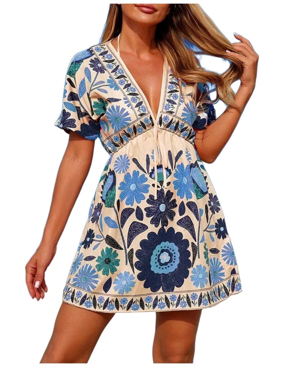 Salida de playa vestido con cinturón para mujer
