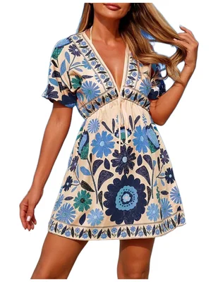 Salida de playa vestido con cinturón para mujer