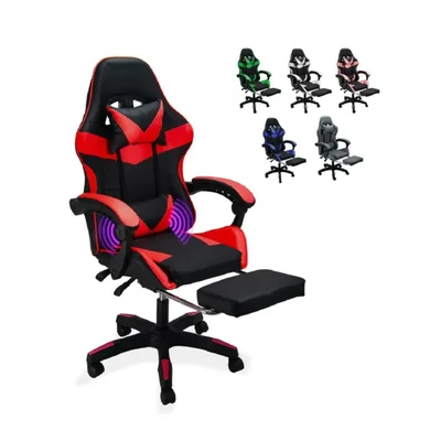 Silla Gamer Ergonómica Reposapiés Reclinable Gaming Oficina Rojo