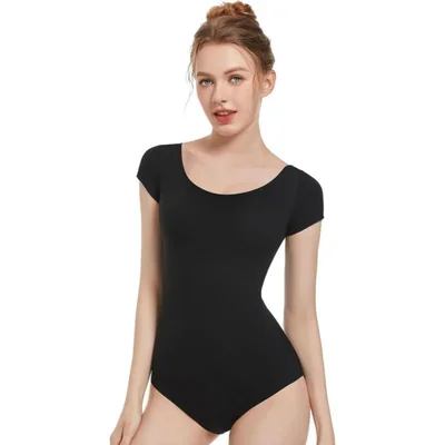 Leotardo básico de manga corta para mujer Spoxiyue – equipo ballet y gimnasia adulta (negro S)