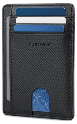 Cartera Slim Minimalista Buffway 8 cm × 11 cm con Bloqueo RFID – Negra