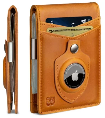 Billetera SERMAN BRANDS de cuero con bloqueo RFID y bolsillo para AirTag