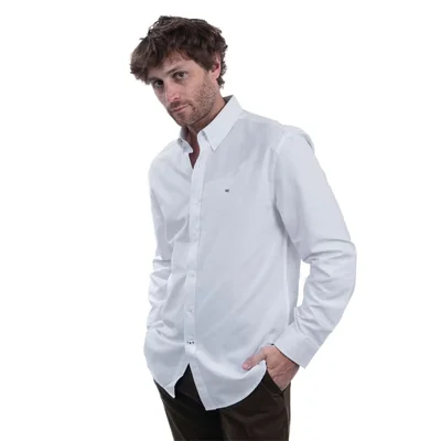 Camisa Regular Fit Keneth Cole Blanco Manga Larga para Hombre
