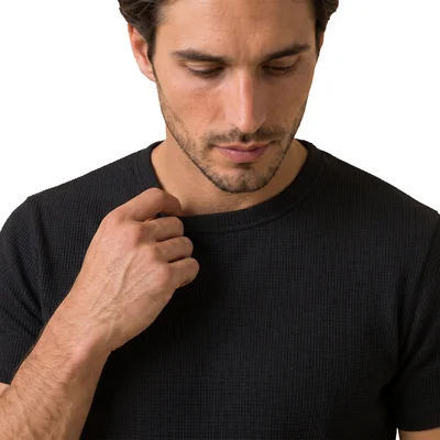 Camiseta de punto acanalado para hombre cuello redondo