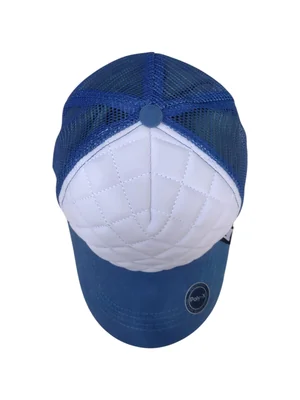 Gorra Trucker STB Caps Poly-X Acolchada Blanca y Azul