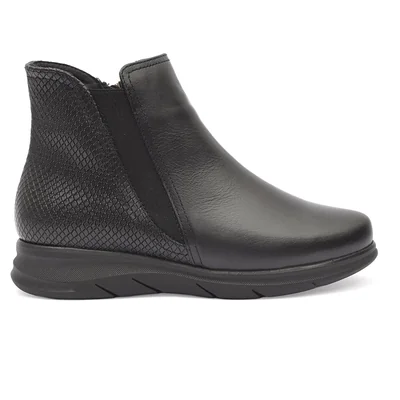 Botín con Cuña Baerchi Negro Elástico Lateral para Mujer