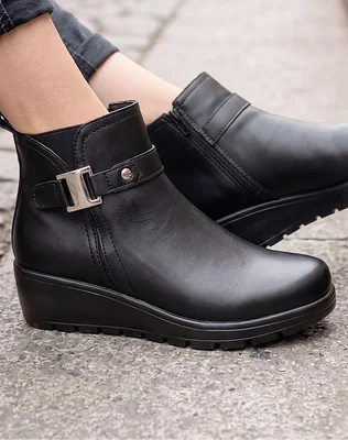 Botin Mujer Casual Cuña Negro Bon Wild 09604502