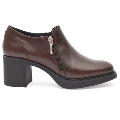 Zapato Bootie con Tacón Baerchi Café Cierre Lateral para Mujer