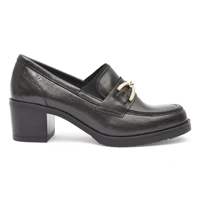 Zapato Shootie con Tacón Baerchi Negro con Aplicación Herraje para Mujer